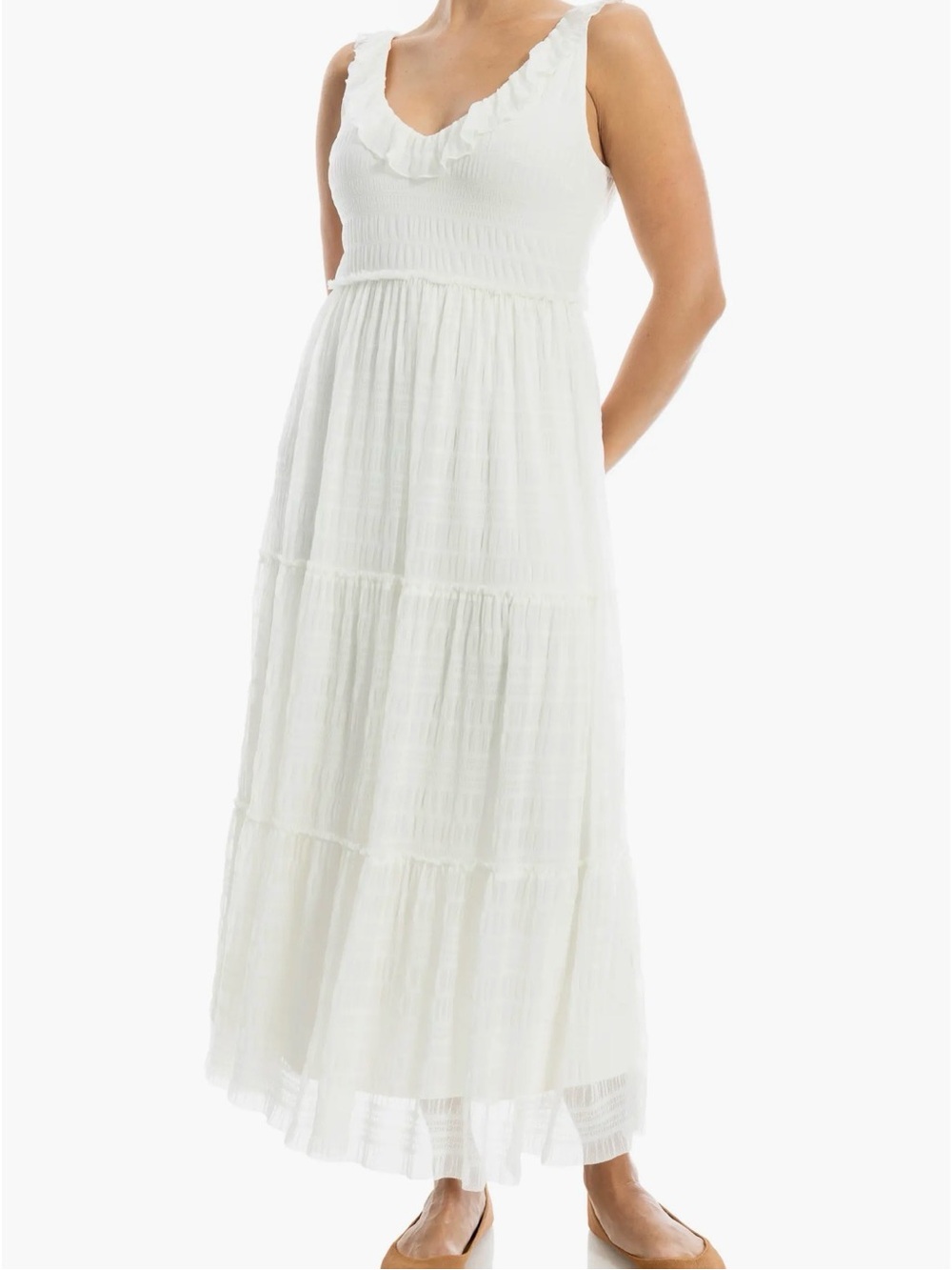 Max Studio Ivory Ruffled Tiered Maxi Dress NWT Size XL